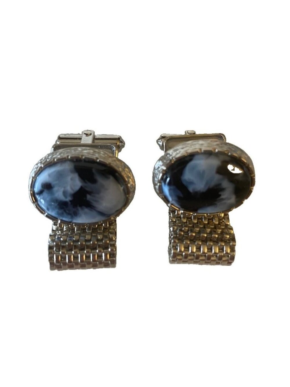 Authentic Vintage Signed Christian Dior / Destino Silver-Tone Lucite Cufflinks
